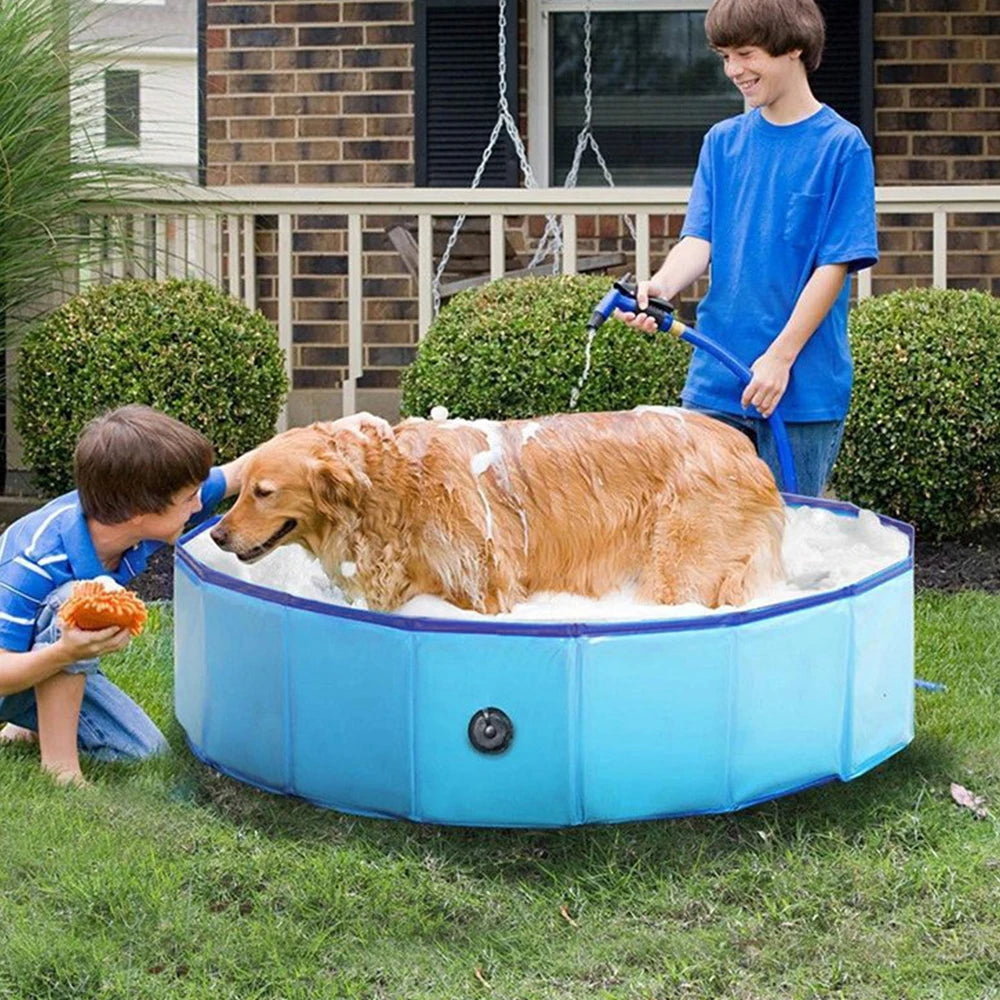 Dog Swimming Pool Portable Plastic Grooming Tub Bathing Pool for Large Dogs Durable Scratch Resistant Foldable Design