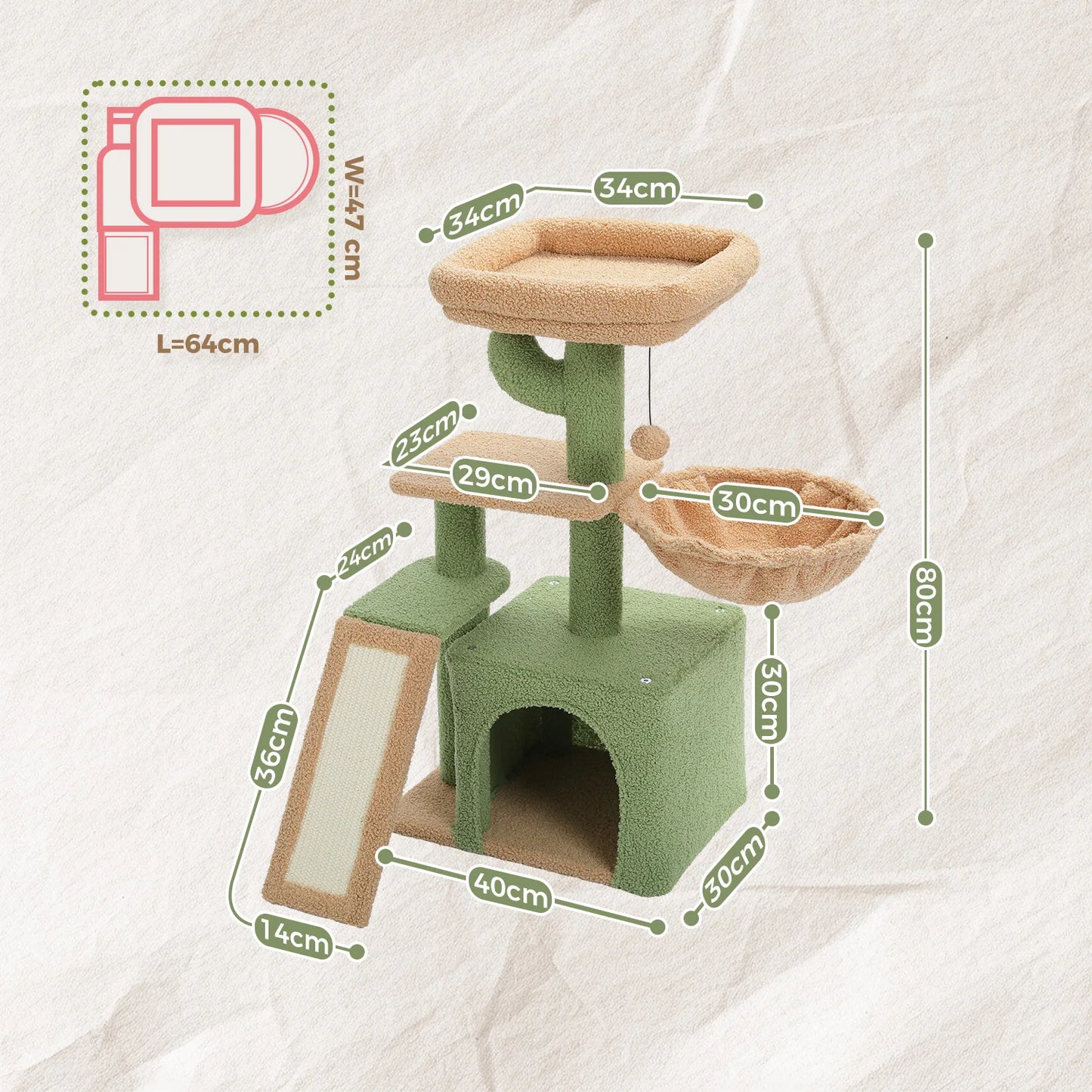 Cat Tree Cat Tower for Indoor Cats Three-Tier Activity Tree with Scratching Posts Big Hammock and Removable Top Perch Grey