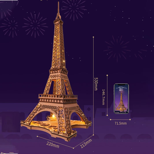 Robotime 3D Wooden Puzzle Night of Eiffel Tower DIY Kit Gift