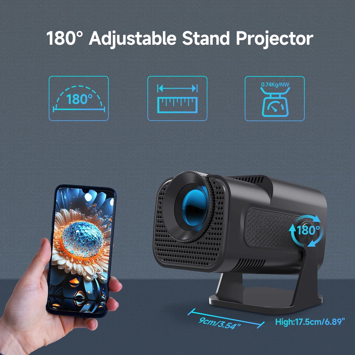 Magcubic HY320 Mini Native 720P Android 11 4K Projector 300 ANSI Lumens Wifi 6 Bluetooth 5.0 Outdoor Portable Projector