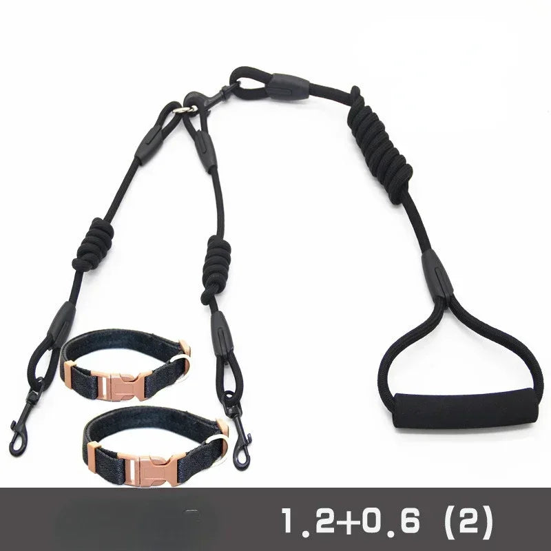 Double Nylon Dog Leash Coupler for Small Pets Chihuahua Black Accessories