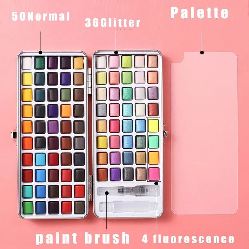 Ginflash 50 90 Colors Watercolor Paints Set Portable Pen