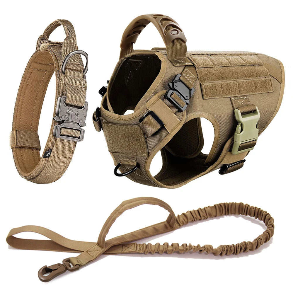 Large Dog Harness and Leash Set for German Shepherd and Malinois Training Walking Vest and Collar for Medium Large Dogs