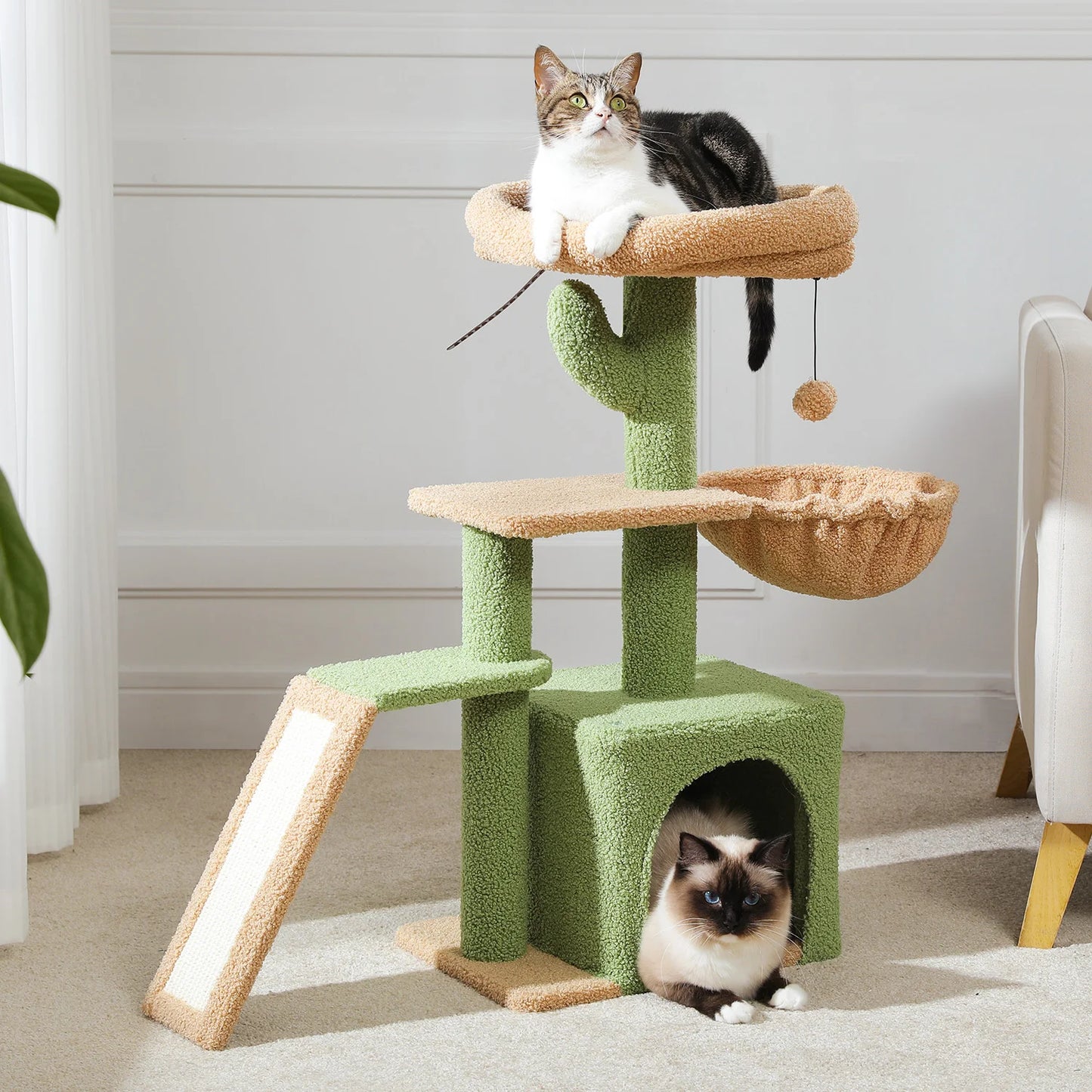 Cat Tree Cat Tower for Indoor Cats Three-Tier Activity Tree with Scratching Posts Big Hammock and Removable Top Perch Grey