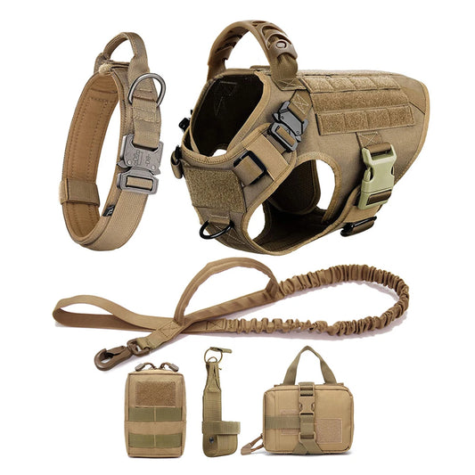 Large Dog Harness and Leash Set for German Shepherd and Malinois Training Walking Vest and Collar for Medium Large Dogs