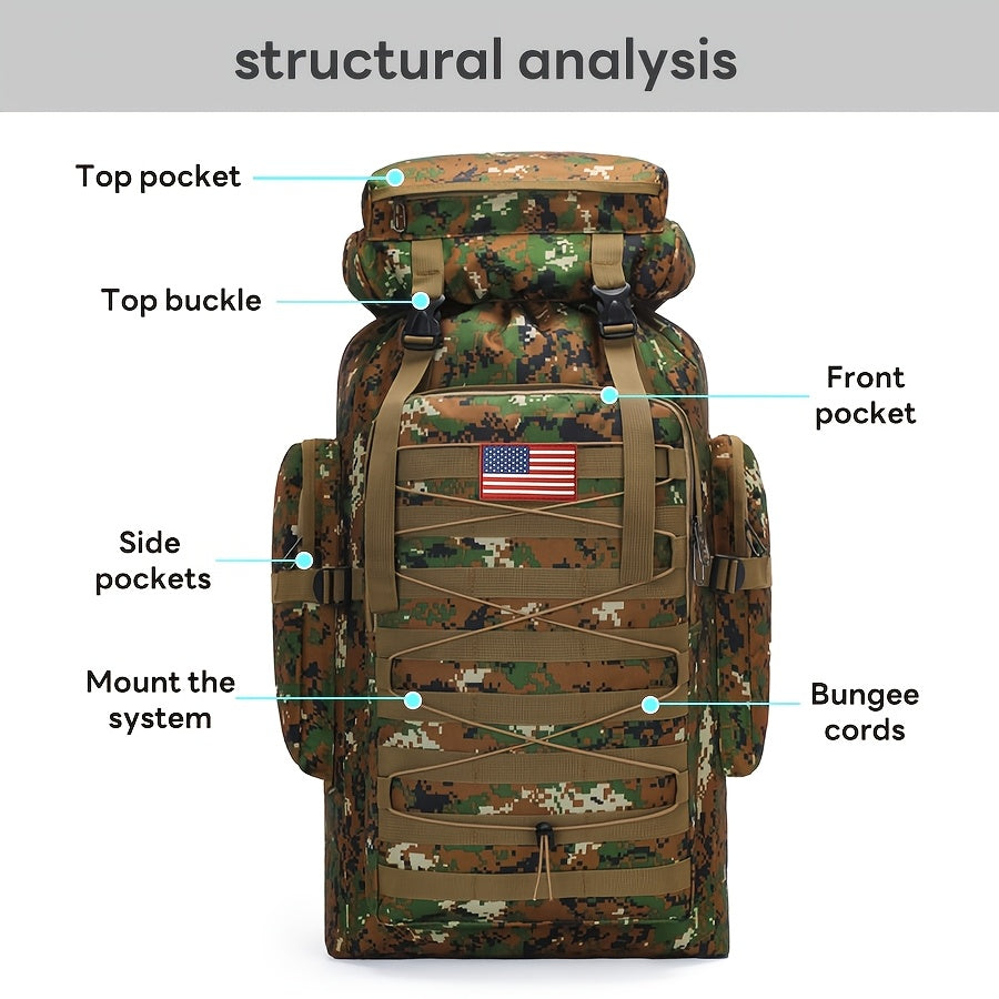 Camouflage Waterproof Travel Backpack For Hiking Outdoors