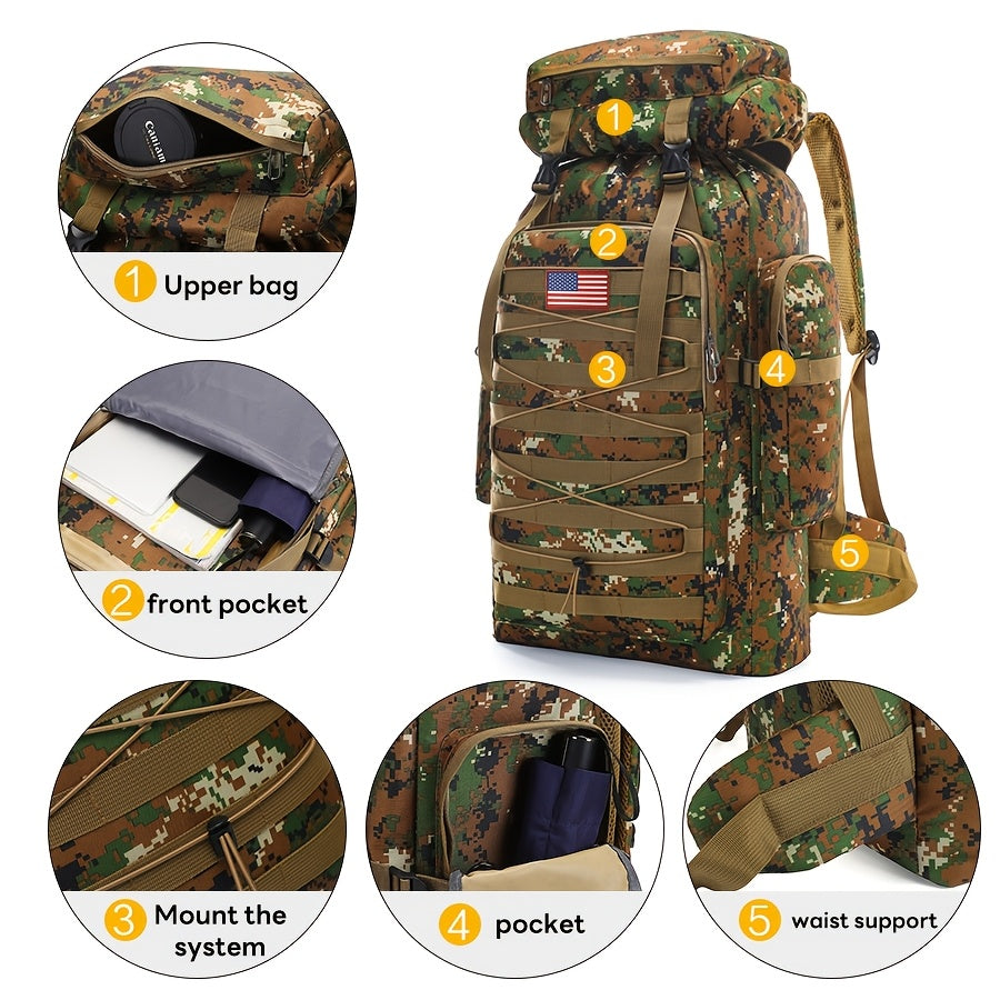 Camouflage Waterproof Travel Backpack For Hiking Outdoors