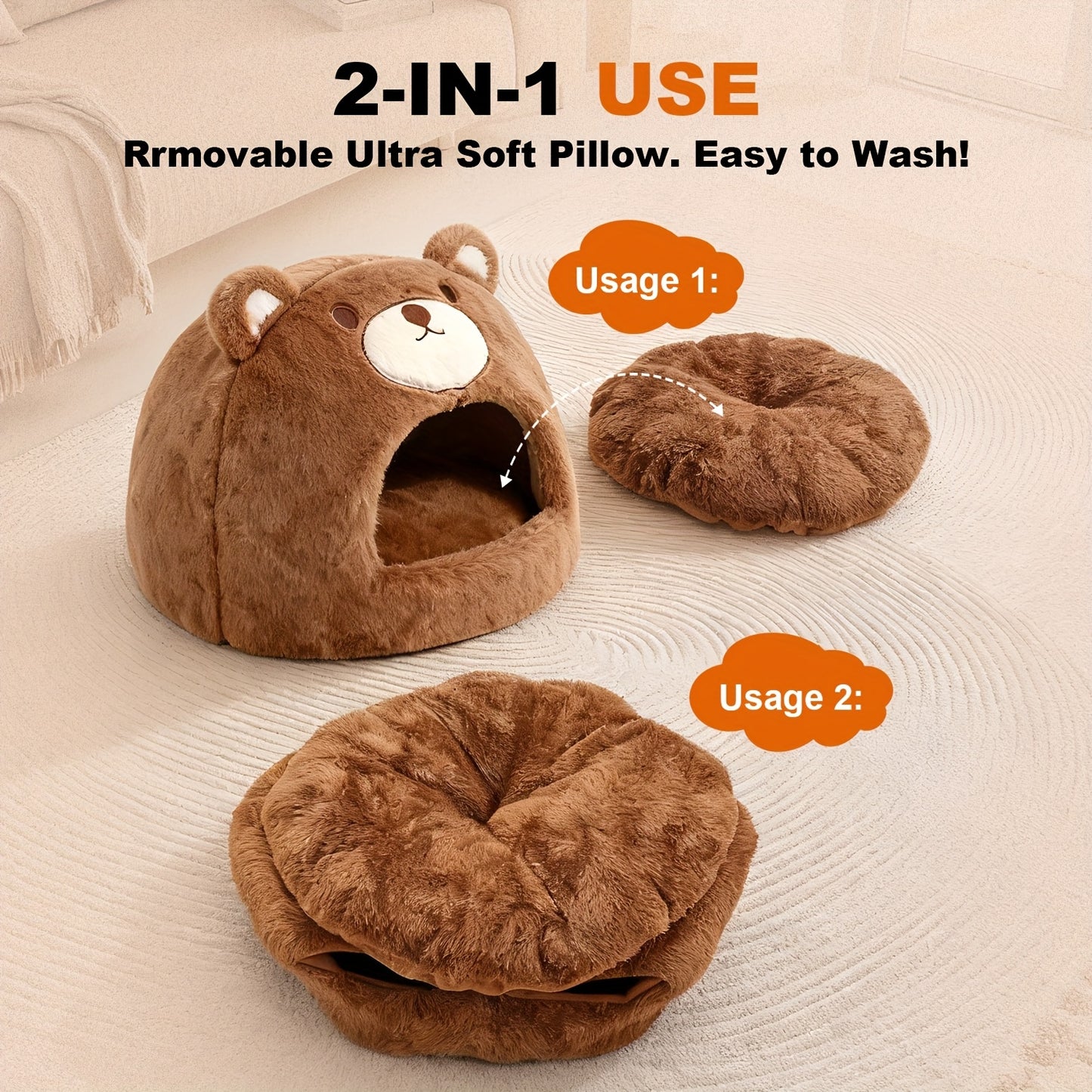 Indoor Cat Beds For Cats And Kittens Portable Cat Cave Bed With Removable Washable Cushion Thickened Pet House Hideaway