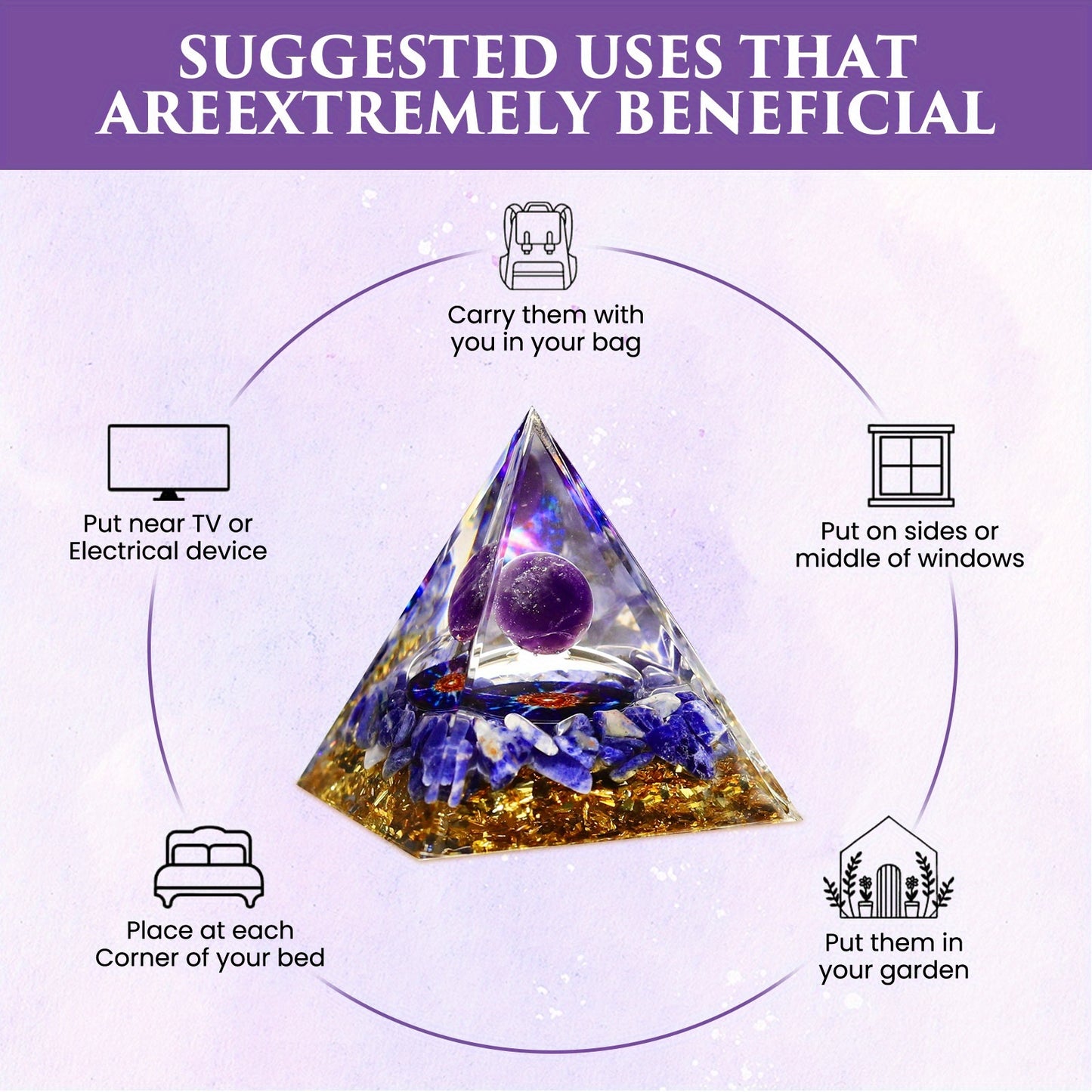 Crystal Set With Orgone Pyramid Seven Chakra Bracelet