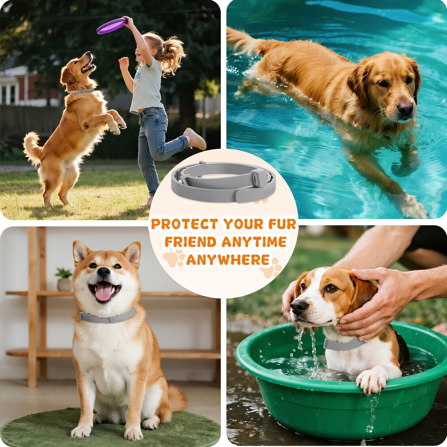 4 Pack Flea Tick Prevention Collar For Dogs 25 Inch Adjustable Fits All Sizes Long Lasting Protection Up To 8 Months