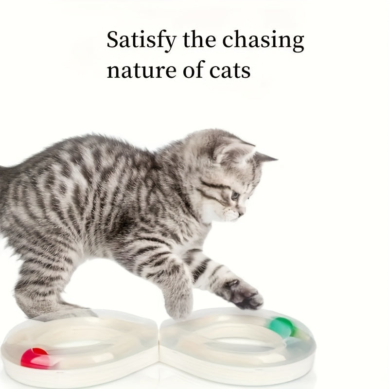 Interactive Cat Toy Turntable Ball Track Kitten Toy 8 Shape Turntable Entertainment For Cats