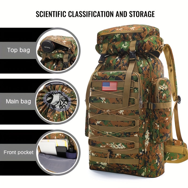 Camouflage Waterproof Travel Backpack For Hiking Outdoors