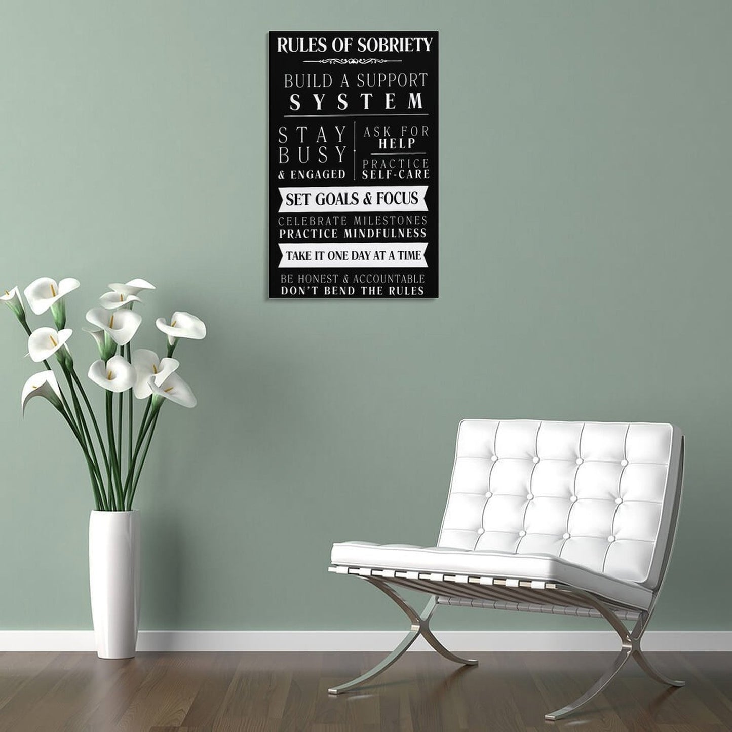 Motivational Rules of Sobriety Canvas Wall Art for Decor