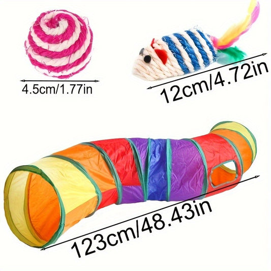 12 or 24 Piece Cat Toy Set Plush Toys Cat Tunnel and Sisal Toys for Indoor Play Fun