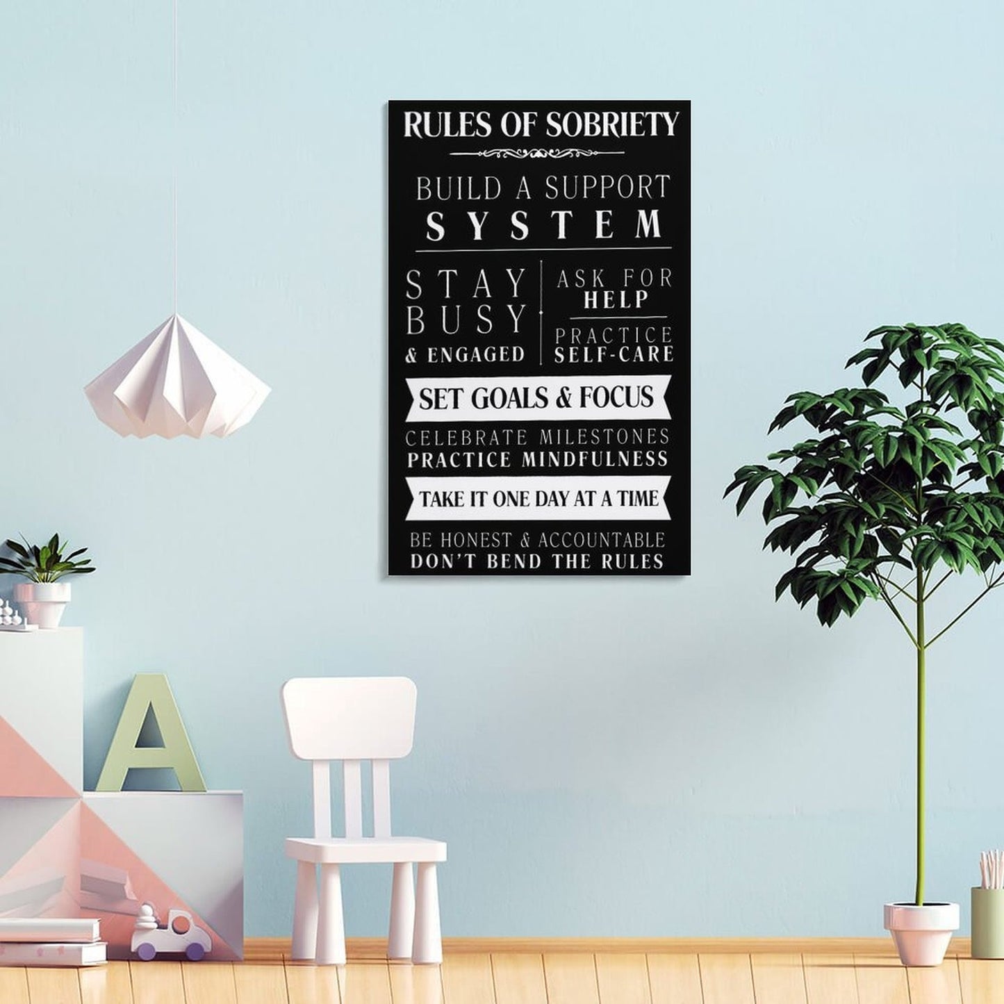 Motivational Rules of Sobriety Canvas Wall Art for Decor