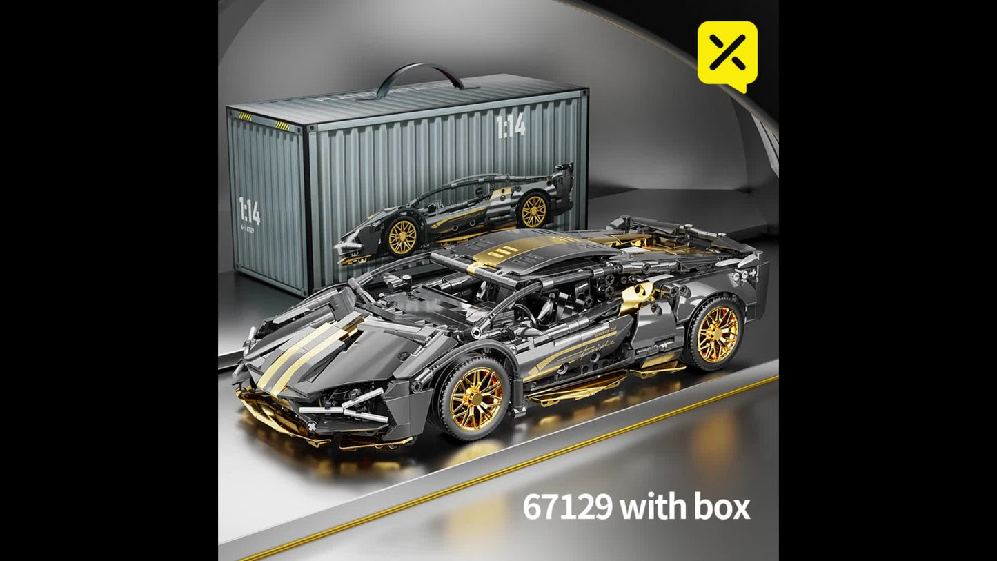 1300 Pcs Black And Golden Sports Car Building Block Set