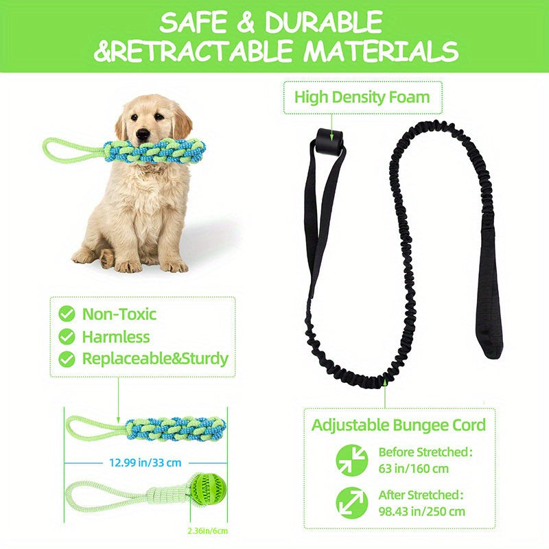 Dog Teeth Grinding Pulling Rope Toy Elastic Rope Design For Teeth Cleaning Indoor Outdoor Use No Battery Required