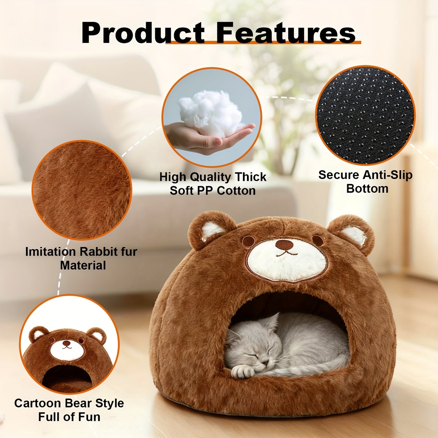 Indoor Cat Beds For Cats And Kittens Portable Cat Cave Bed With Removable Washable Cushion Thickened Pet House Hideaway