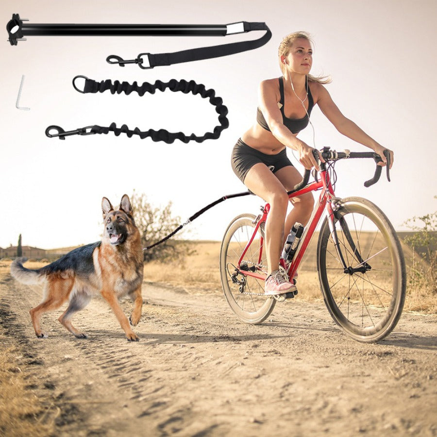 1000Lb Heavy Duty Stretchable Bike Leash For Dogs With Secure Locking System Adjustable Retractable Nylon Leash Cycling