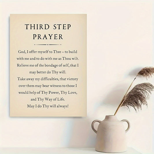 Vintage Style Third Step Prayer Canvas Wall Art Wood Frame