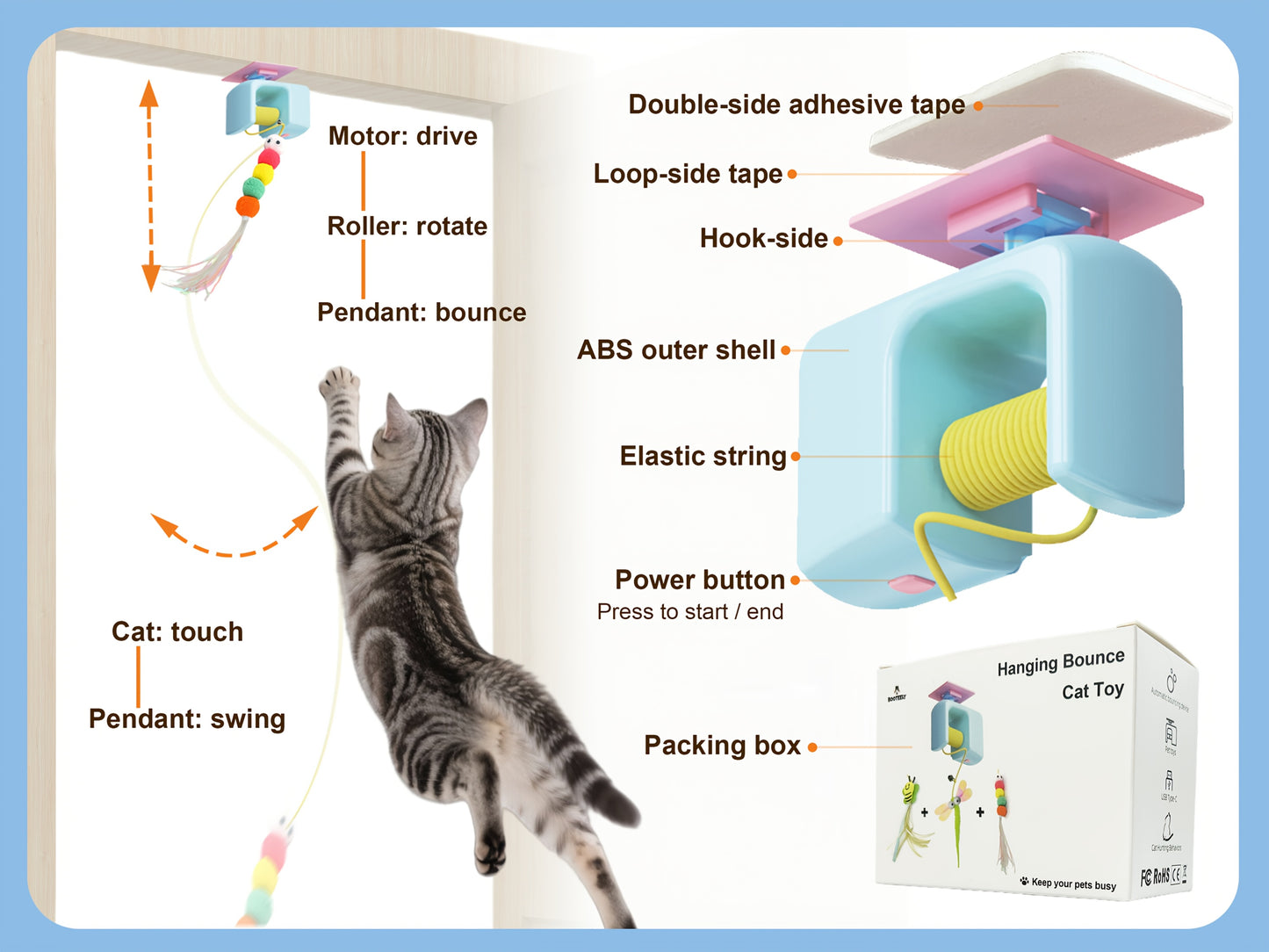 2025 Cat Yo Yo With Pendants Smart Retractable Hanging Toy For Cats Replaceable Tail And Easy Door Installation